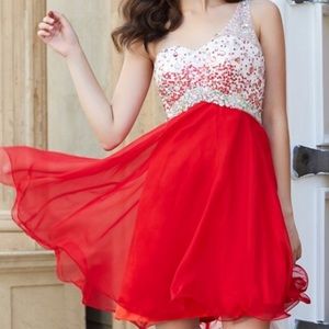 Red homecoming/ prom dress; shirt